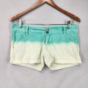 BKE Casuals Darby Shorts Women's Size 27 Green White Dip Dye Low Rise Boho 33"